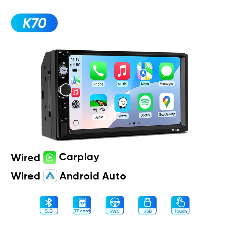 AINAVI Autoradio 2 Din Multimedia Videospeler Carplay Android Auto Linux Universeel 7 Inch 2 din Android Navigatie Autostereo