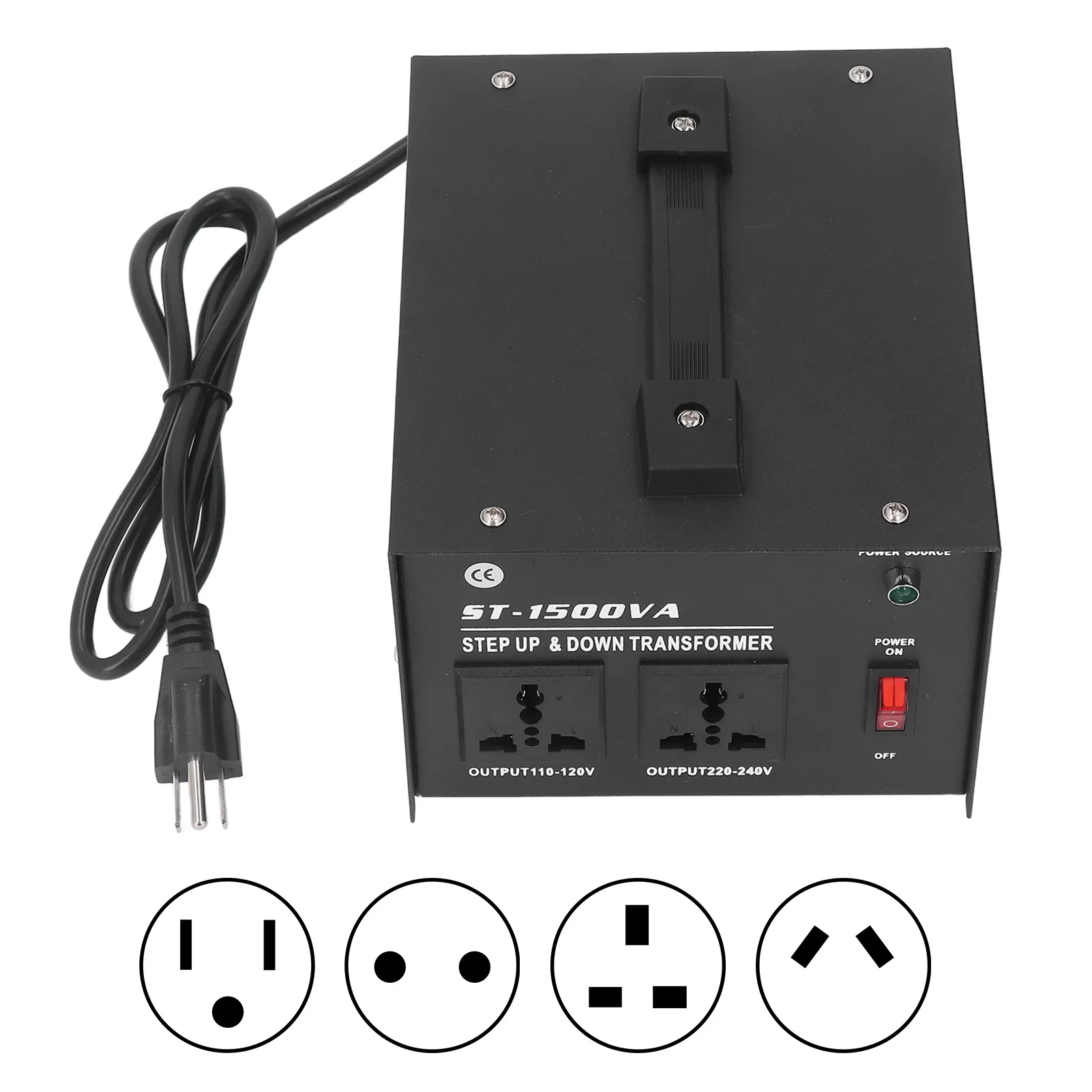 【New】Voltage Converter Power Transformer Voltage Transformer Step Up Converter 1500W Adjustable 110V‑120V 220V‑240V AC Input