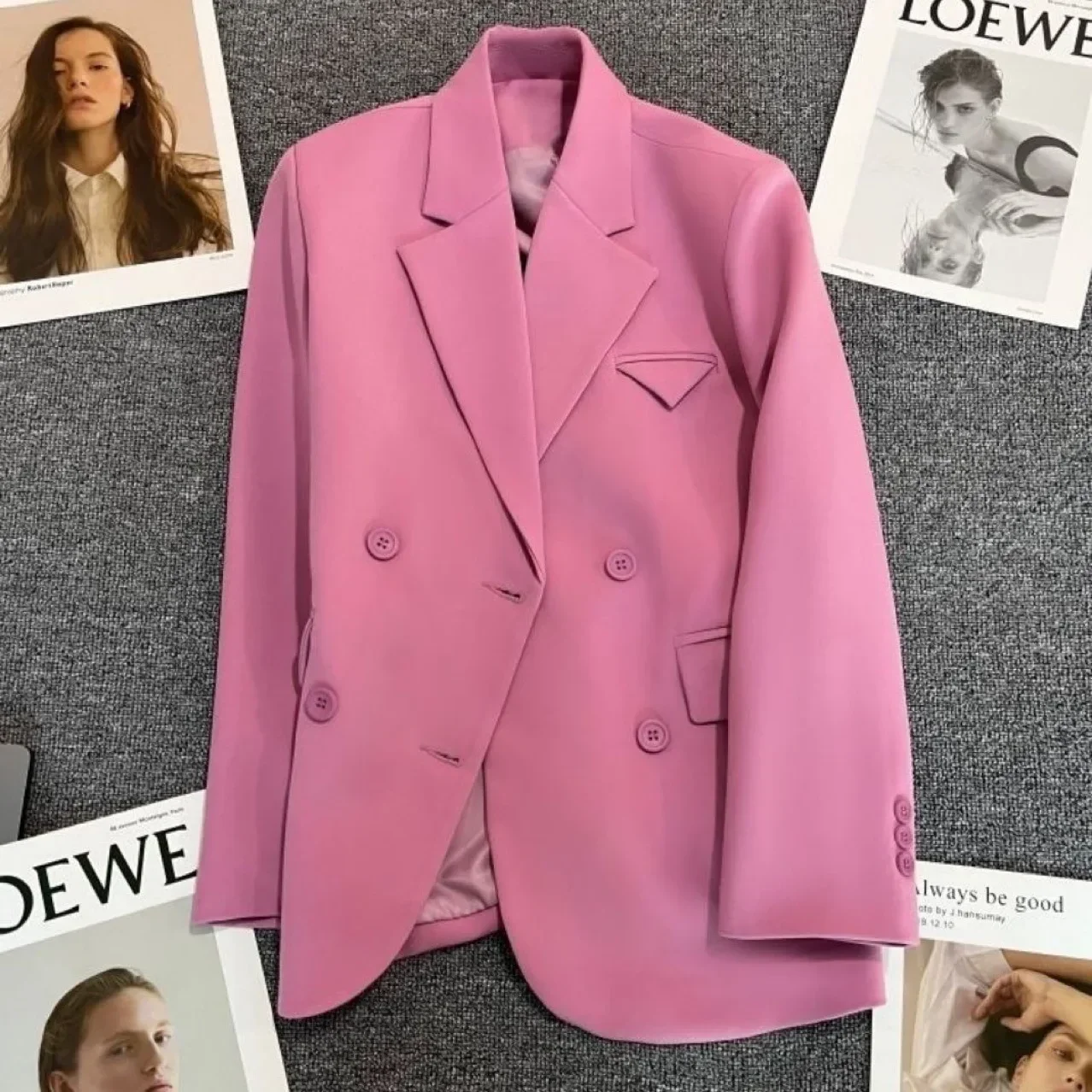 Blazer en coton rose pour femme, veste formelle pour femme, vêtements de travail d'affaires, manteau pour fille, robe de Rhélégante, mode, 1 pièce