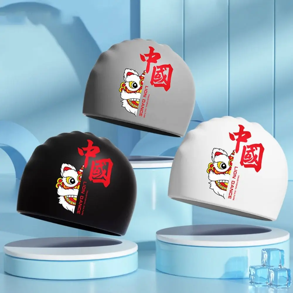 

Water Sport Silica Adult Swimming Cap Elastic Waterproof Diving Cap Lion Dance Long Hair Swimming Hat Summer