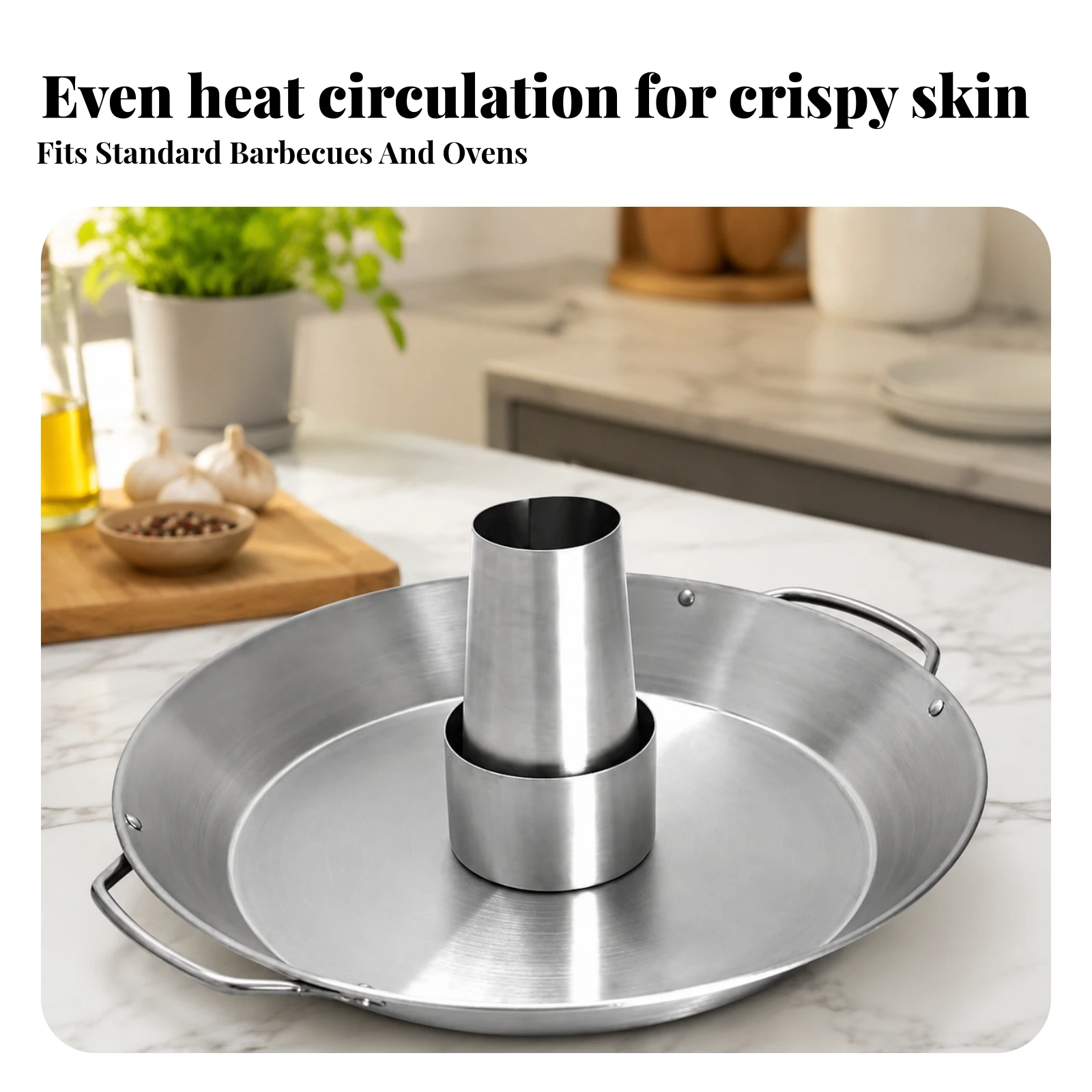 Poultry Roaster with Removable Tube Easy to Clean Roasting Pan with Center Tube Vertical Roaster with Side Handles Even Cooking