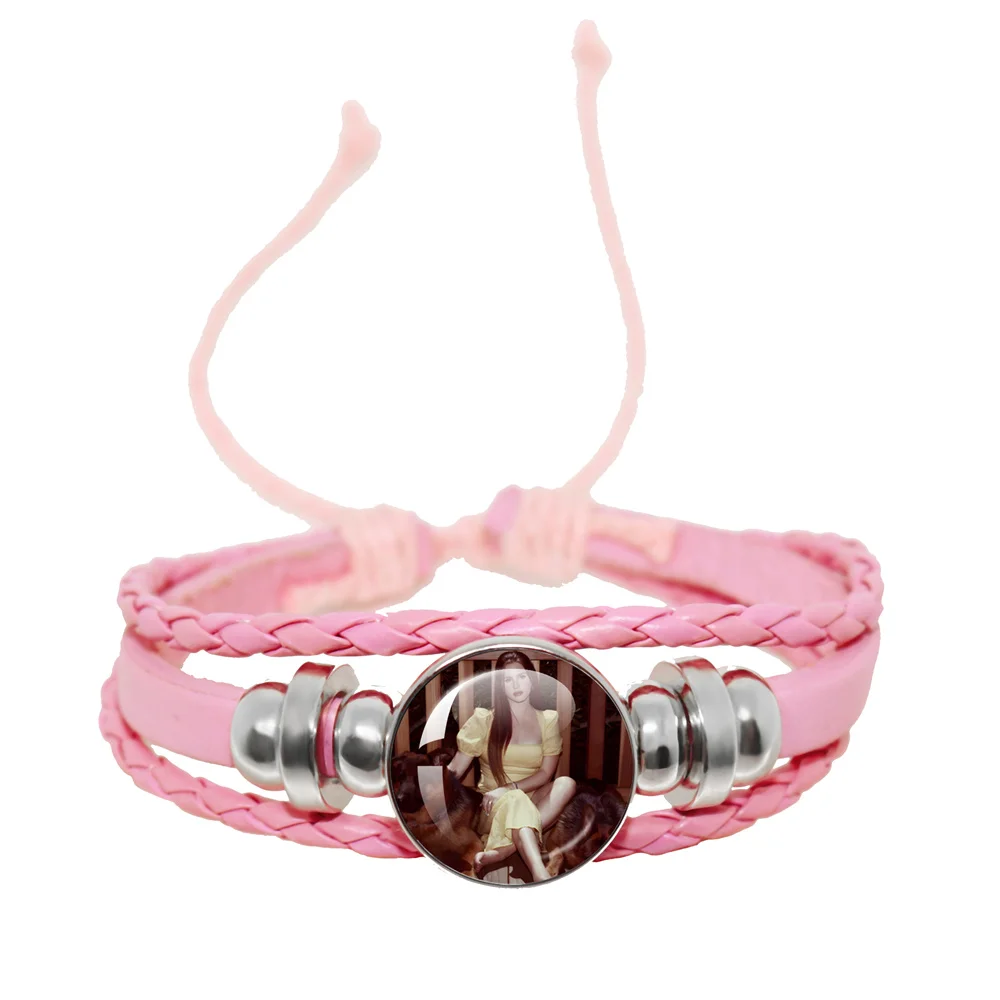 Lizzy Grant Lana Del Rey Pink Leather Rope Bracelet Art Multilayer Braided Bracelets Bangles Handmade Charm Jewelry Fans Gift
