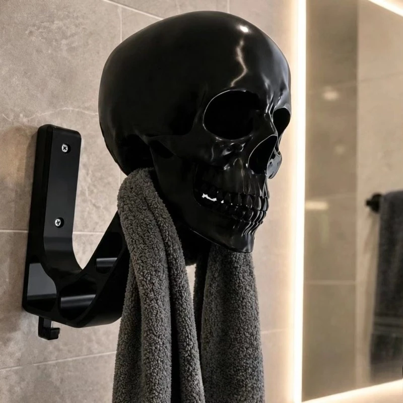 Black Knight Skull Helmet Holder, Gothic Resin Display Rack for Motorcycle Helmet & Wall Art Decor