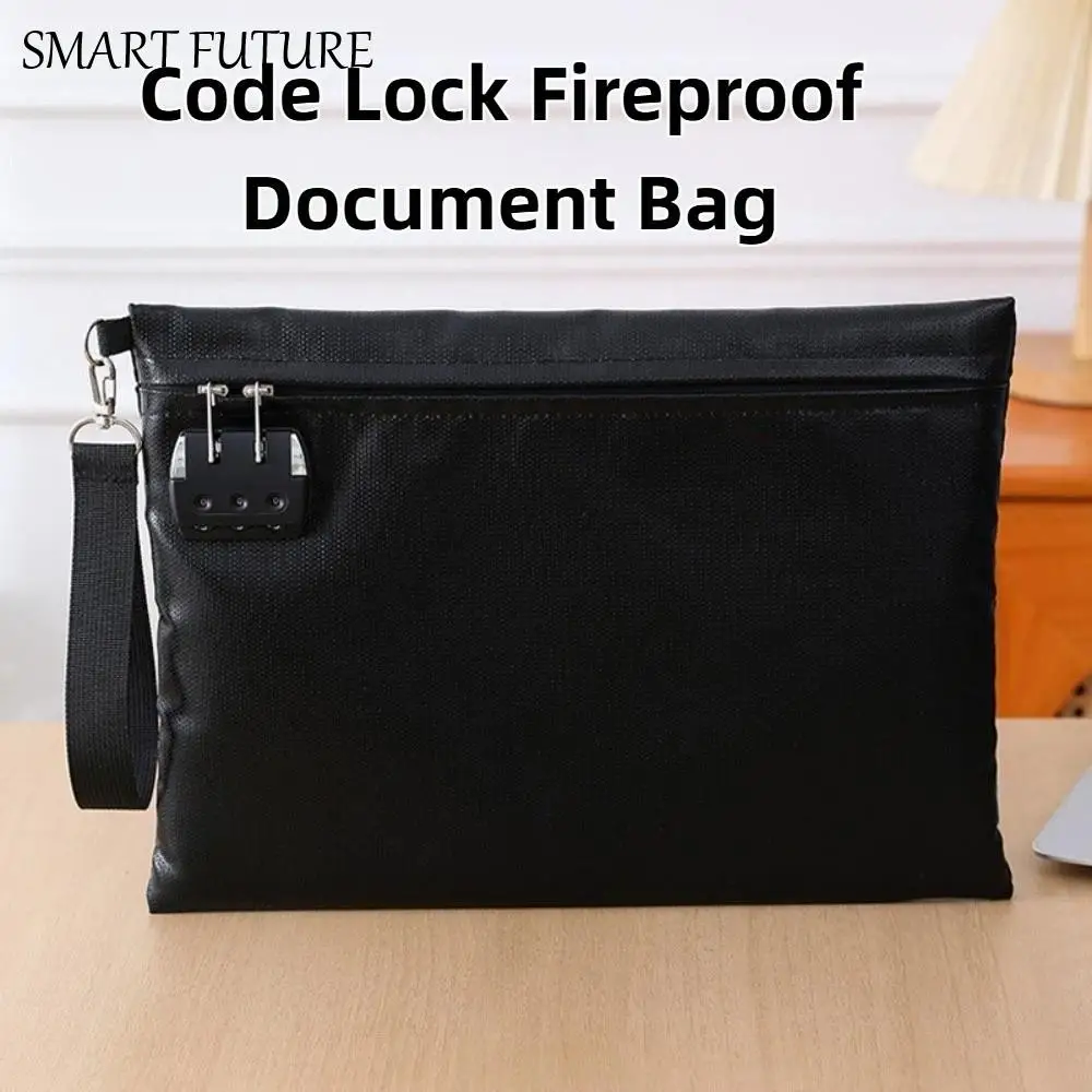 Fireproof Code Lock Fireproof Document Bag Heat-resistant Waterproof Safety File Folder with Lock Portable Zipper Document Pouch