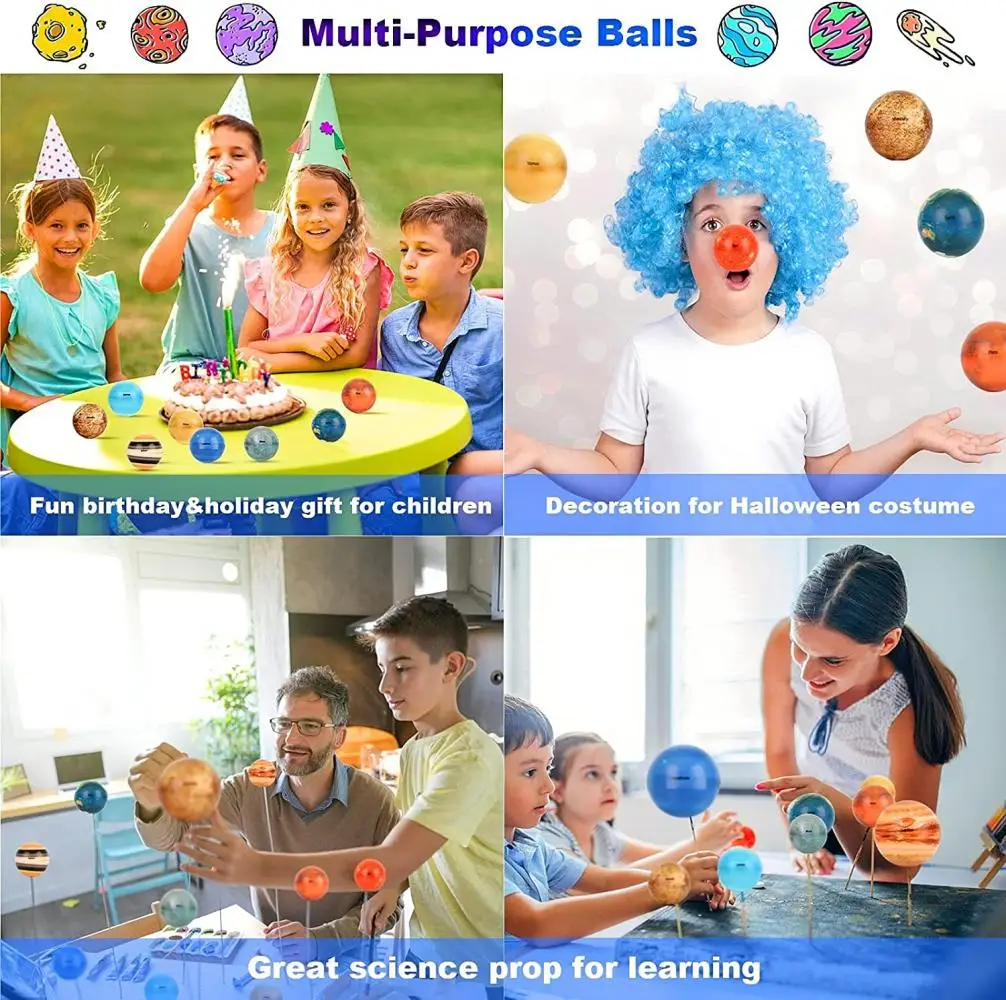 10Pcs Stress Squeeze Ball Solar System Planet Balls Excellent Sensory Toys Tension and Anxiety Relief Party Favor Fidget Toy