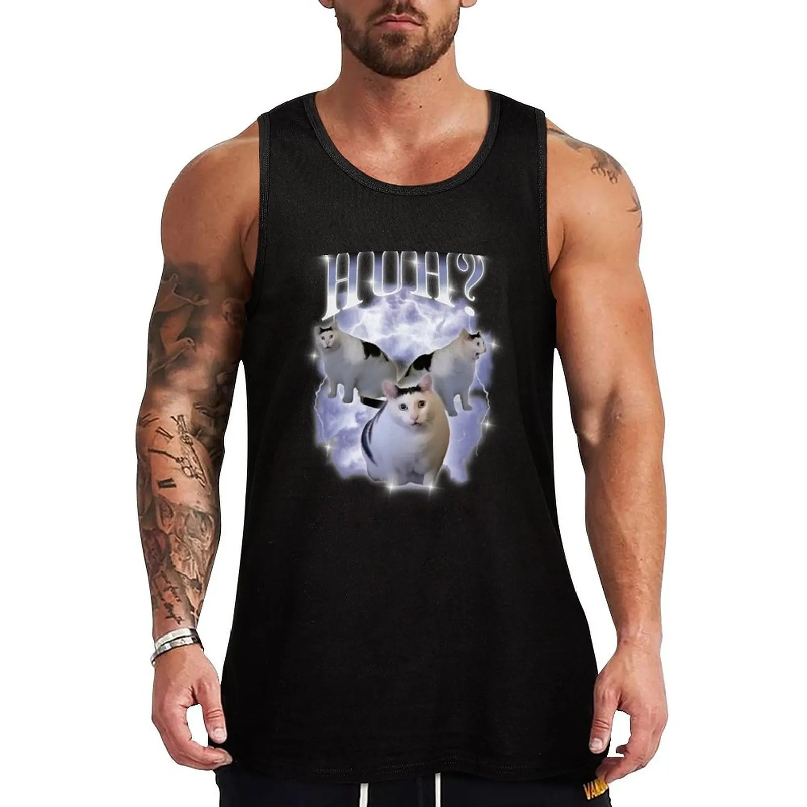 

Huh Cat Chonky Ben Meme 90s Bootleg Vintage Tank Top Men's clothing brands sports clothes for men men gym