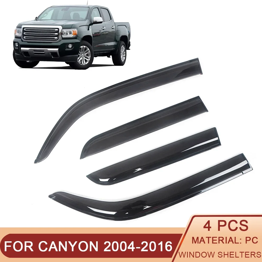 

For GMC Canyon 2004-2021 Auto Side Window Wind Deflectors Visors Black Rain Guard Door Visor Vent Shades Dark Smoke Ventvisor