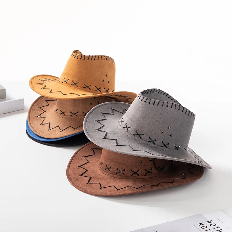 Casual Western Cowboy Hat Sun Hat Cowgirls Children Hat Artificial Suede Wide Brim Leisure Halloween Men Woman Hat view 2