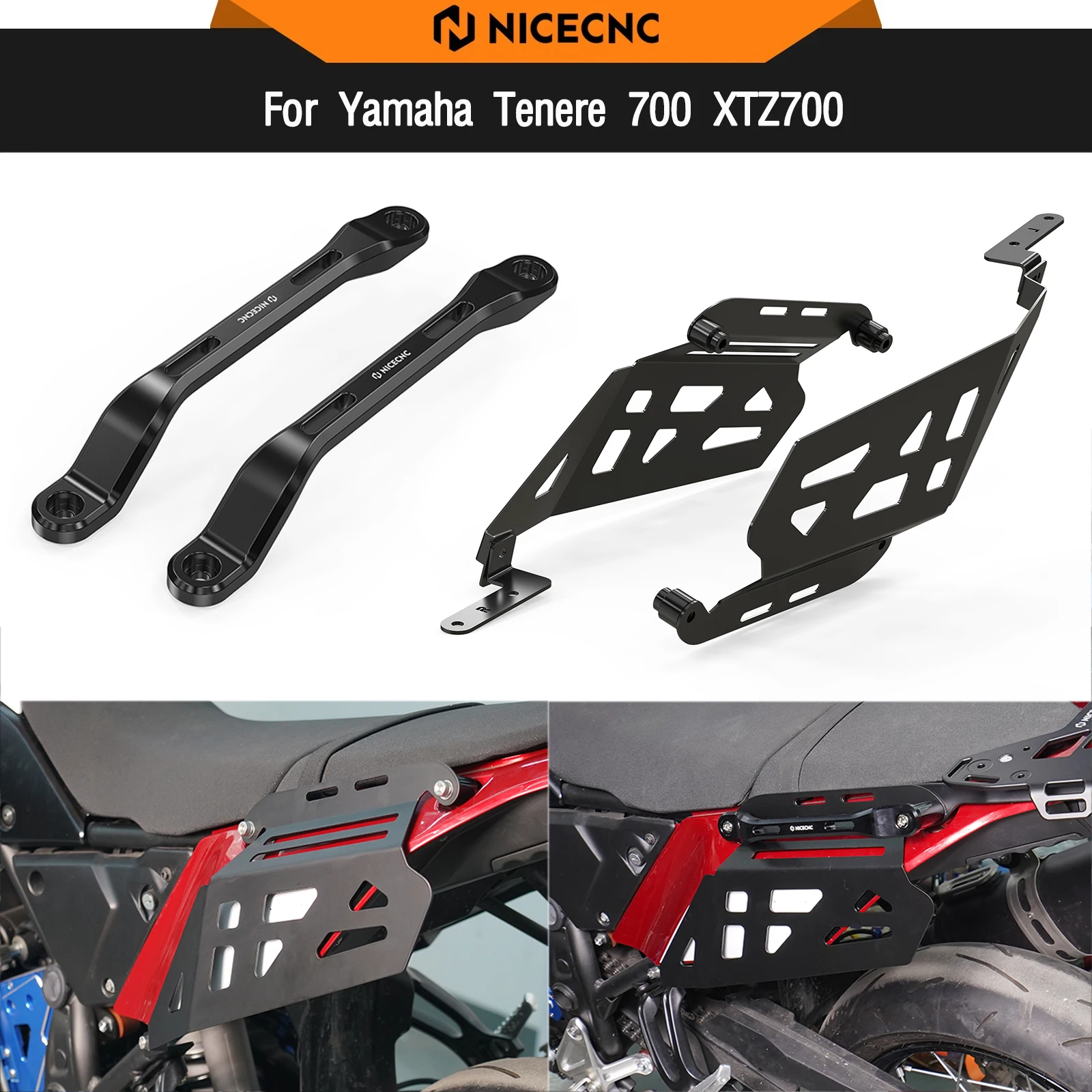 

Для Yamaha Tenere 700 XTZ700 XTZ07 2019-2024: Боковой кронштейн для багажа, задняя ручка-поручень для пассажира, рейка TENERE700 XTZ 700