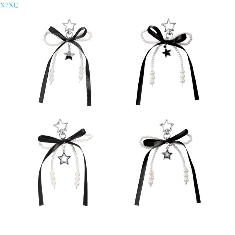 

X7XC Bows Keyring Aesthetic Keychain Star Car Chain Pendant Hanging Ornaments