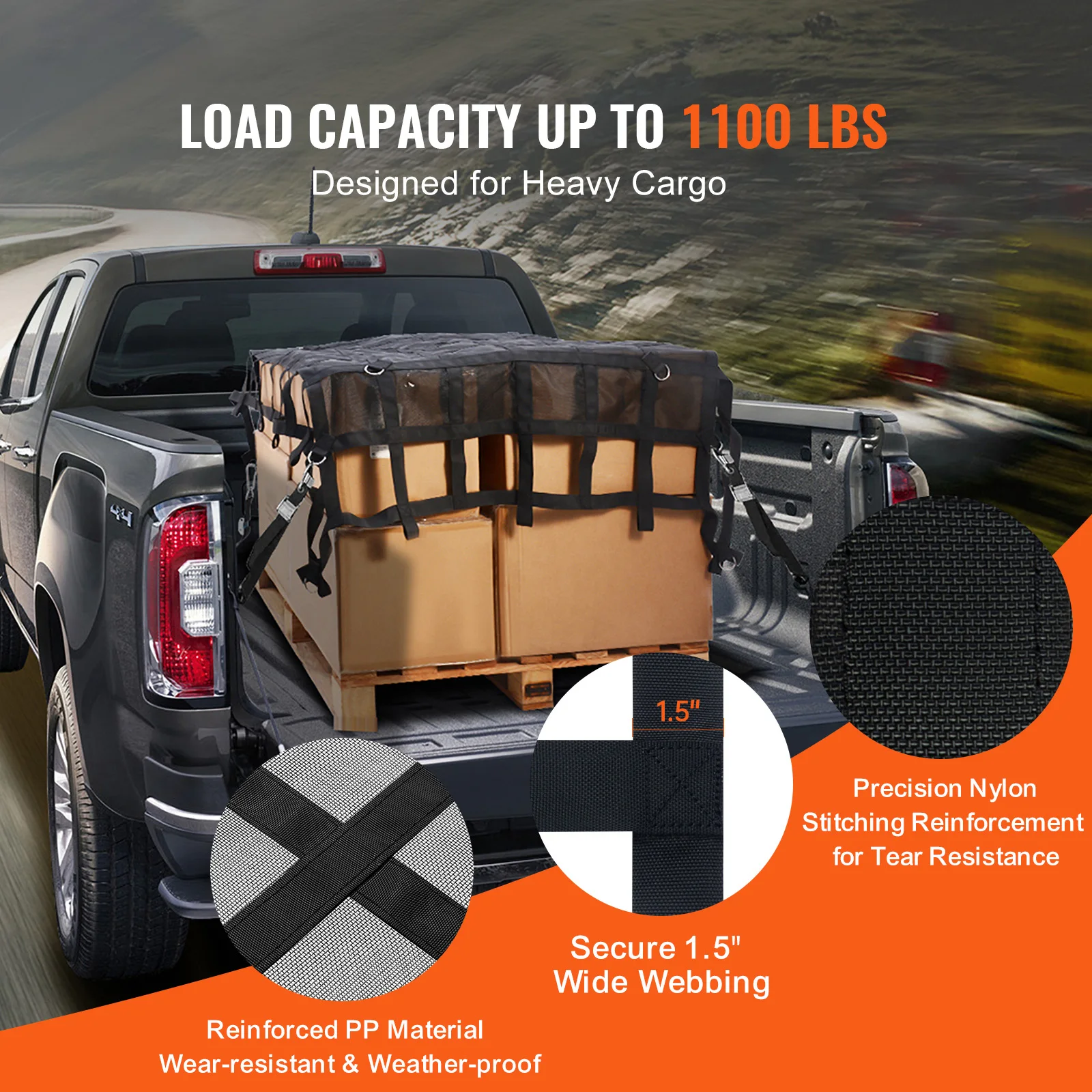 SucceBuy Car Ceiling Cargo Net Truck Bed Storage Net with 4 Adjustable Straps & S-Hooks Mesh Car Roof Organizer for SUV Jeep
