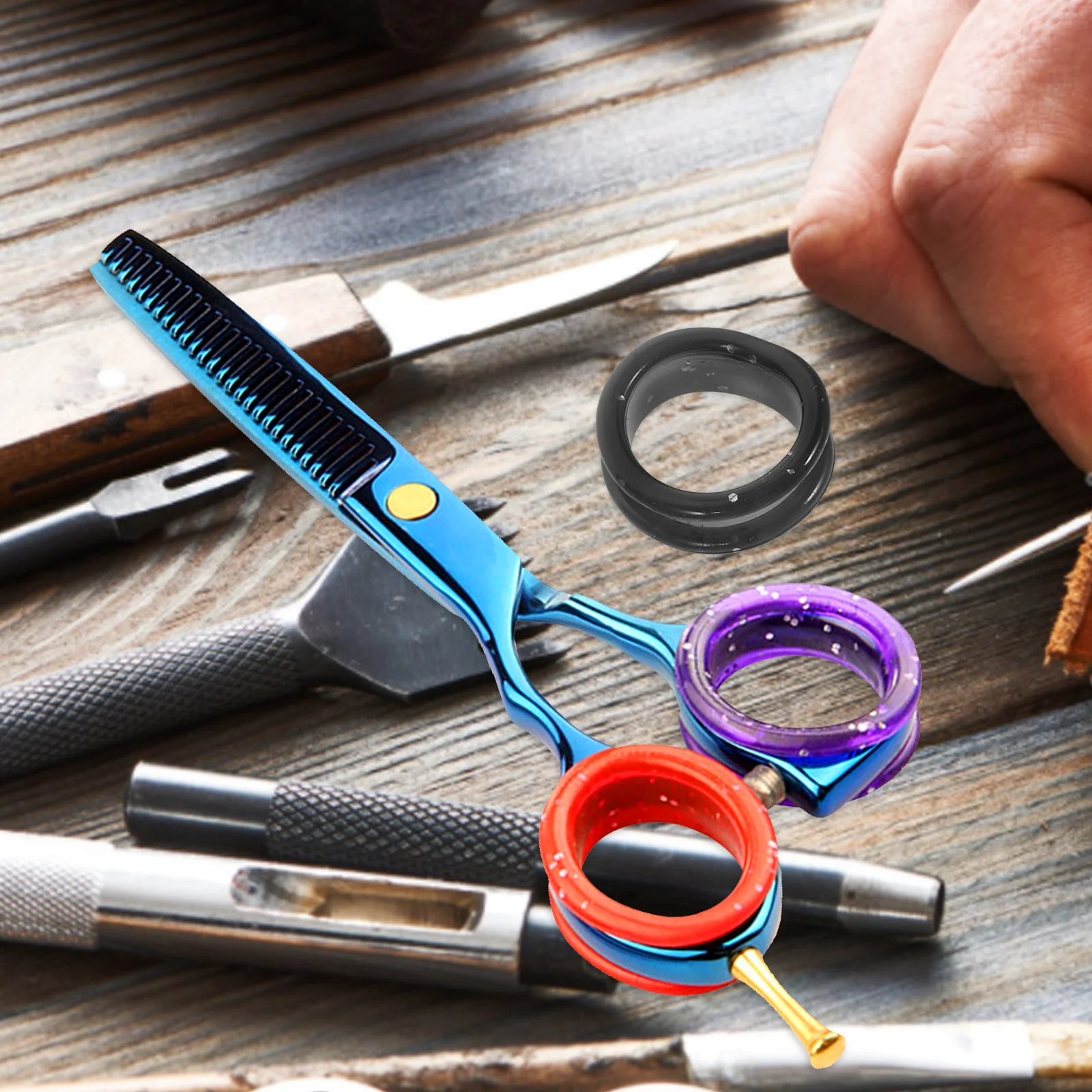

20 Pcs Hair Salon Finger Protective Cover Stylist Rubber Haircutting Shear Inserts Ring Barber Scissor Rings Pet Man