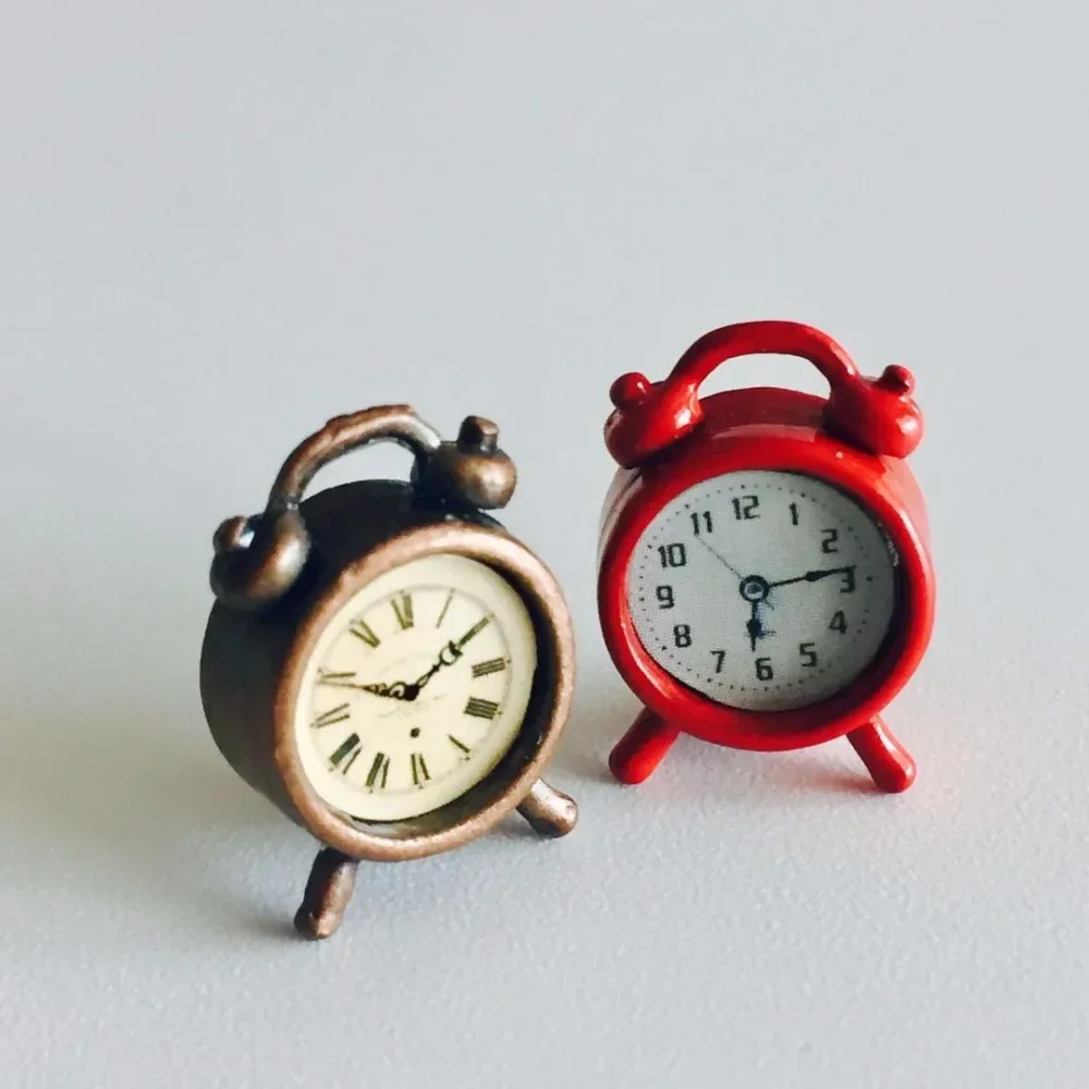 1:6/1:12 Simulation Model Alarm Clock Dollhouse Miniature Mini Home Decoration Toys Furniture Doll House Living Room Accessories