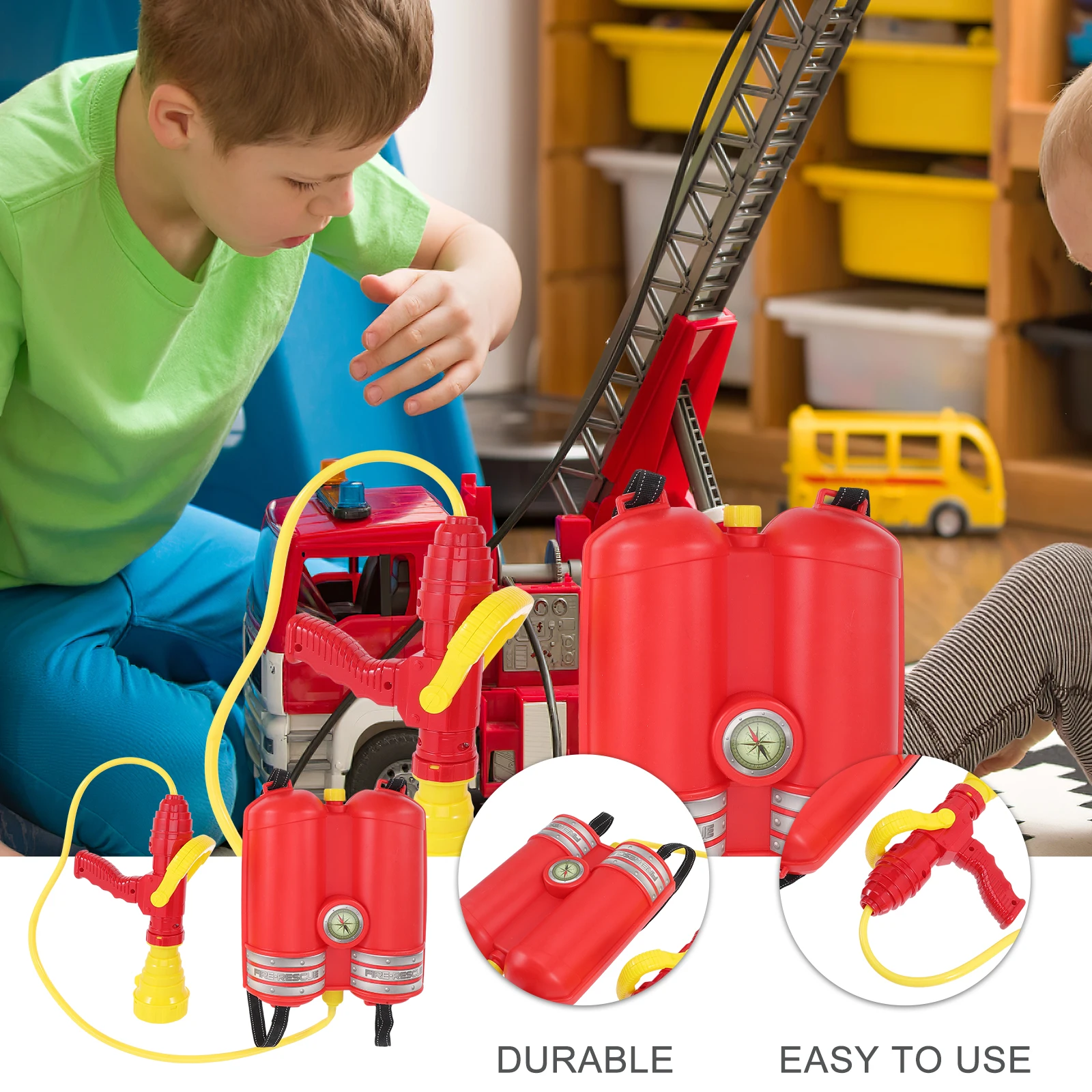 Brandweerman Waterpistolen Shooter Rugzak Kinderen Peuters Strand Zwembad Party Zomer Speelgoed Geweren Leuke vorm Ontwerp Bevorderen