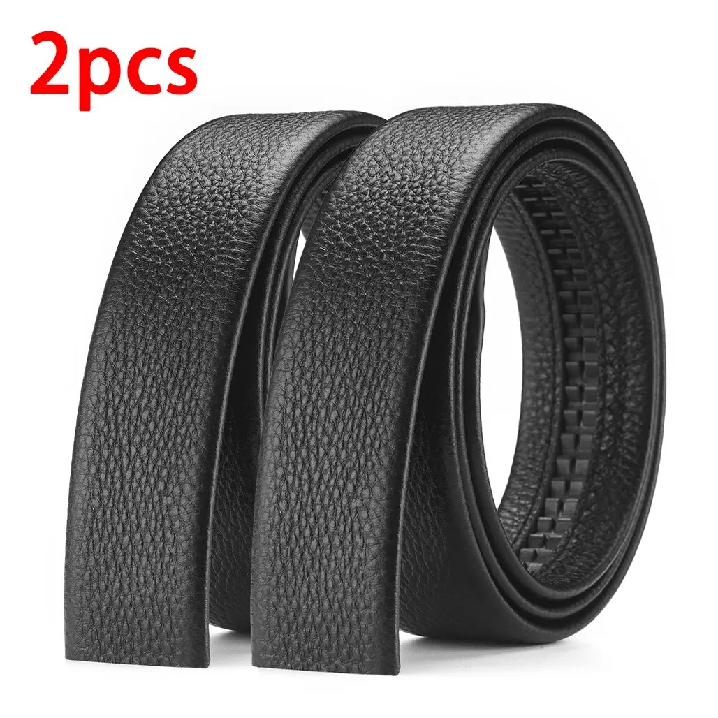 2Pcs männer Gürtel Mode Ohne Schnalle High-End-Gürtel Schwarz Weiche PU Leder Männer Gürtel Körper Keine Schnalle strap