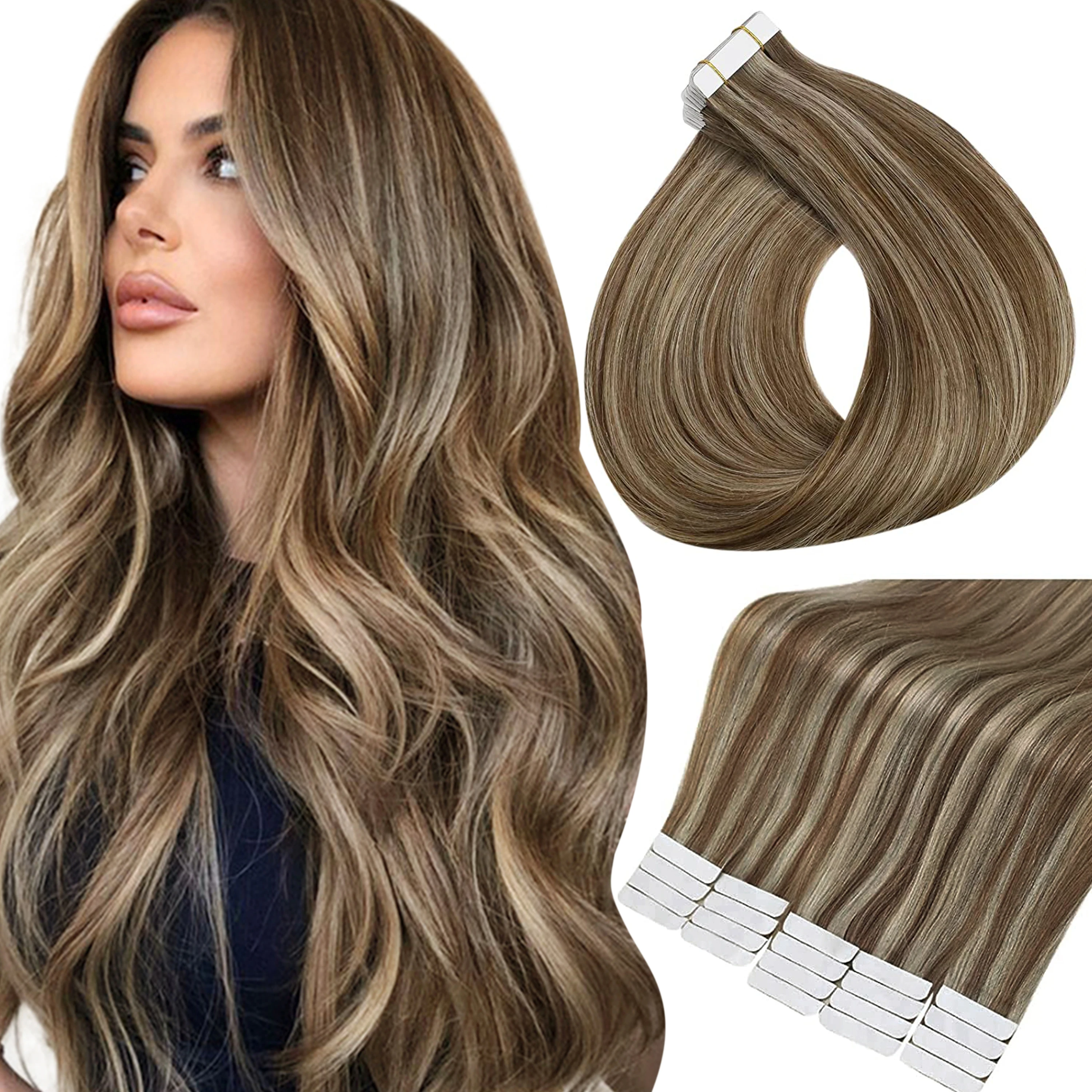 Full Shine Tape in Human Hair Extensions 100% Remy Natuurlijke Human Hair Extensions Tape in Omber Blonde Hair Extensions voor Vrouwen