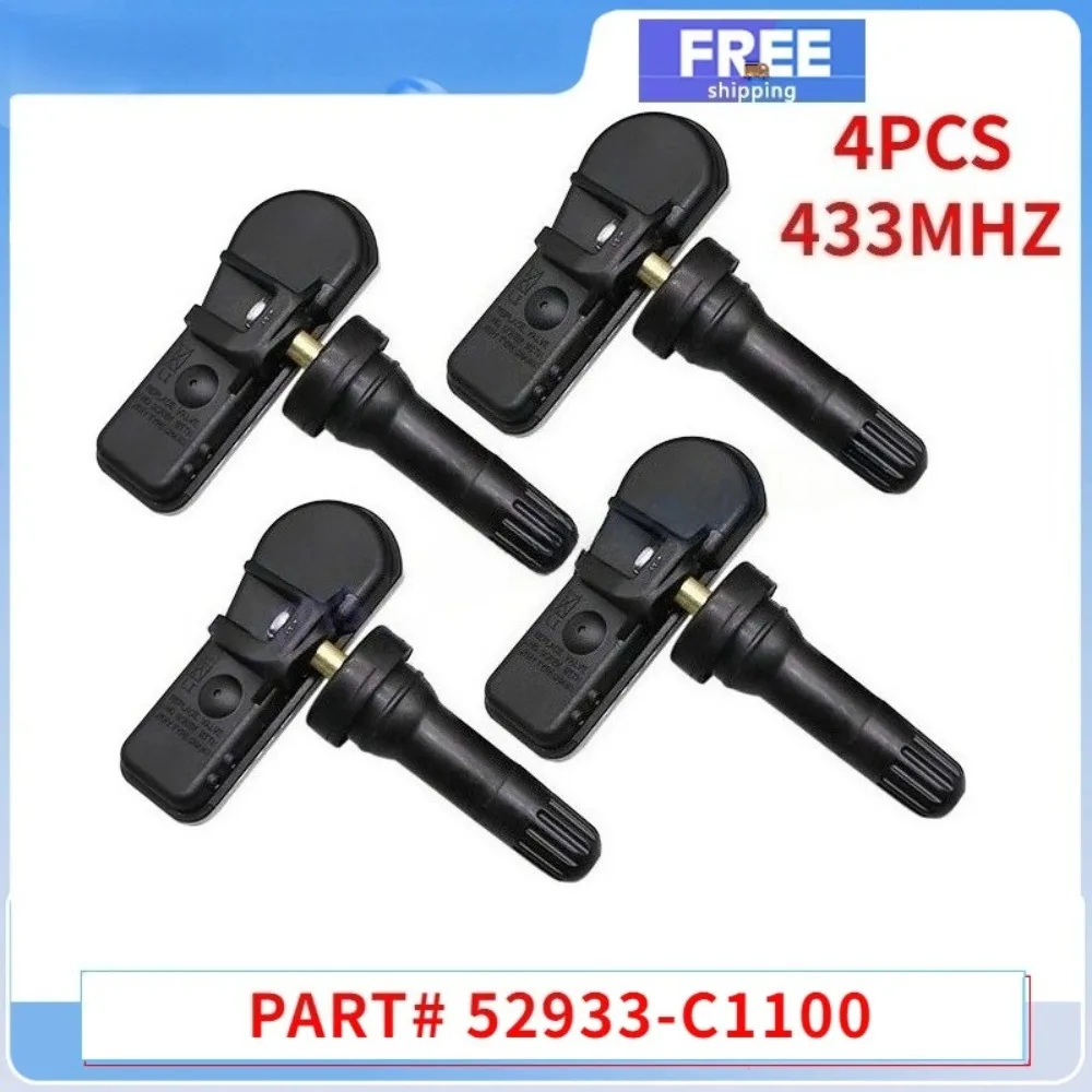 4Pcs For 2017-2019 Hyundai Creta Gensis G70 i20 ix35 Sonata Tucson 52933-C1100 433MHZ TPMS Car Tire Pressure Sensor 52933C1100