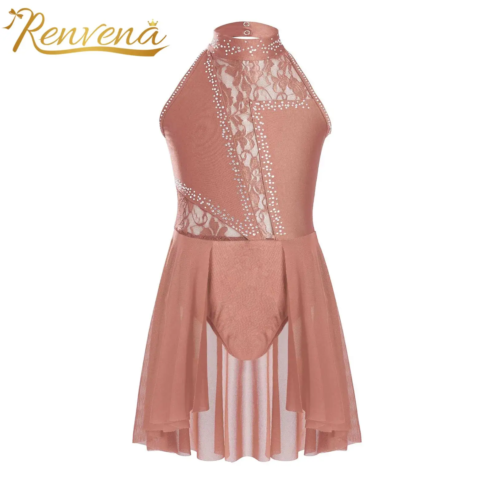 

Children's Gymnastics Bodysuits Kids Girls Floral Lace Ballet Leotard Dress Lyrical Dance Costumes Figure Skating Jumpsuit