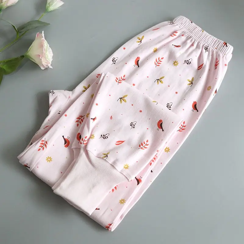 

Women's Soft and Comfortable Sleeping Pants for Spring and Autumn Knitted Cotton Loose Cartoon Printed Homewear Long Pants