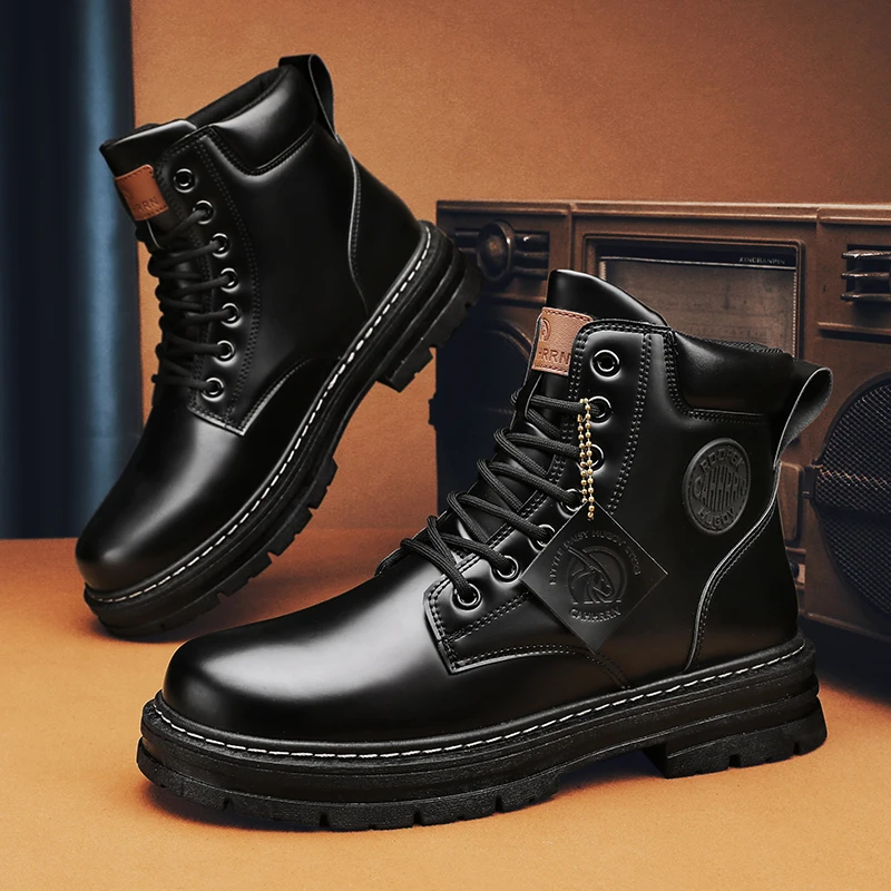 Big Size48 Men Boots Fashion Motorcycle Ankle Boots for Men Waterproof Hiking Boot Winter Chelsea Retro Boots Comfy Botas Hombre