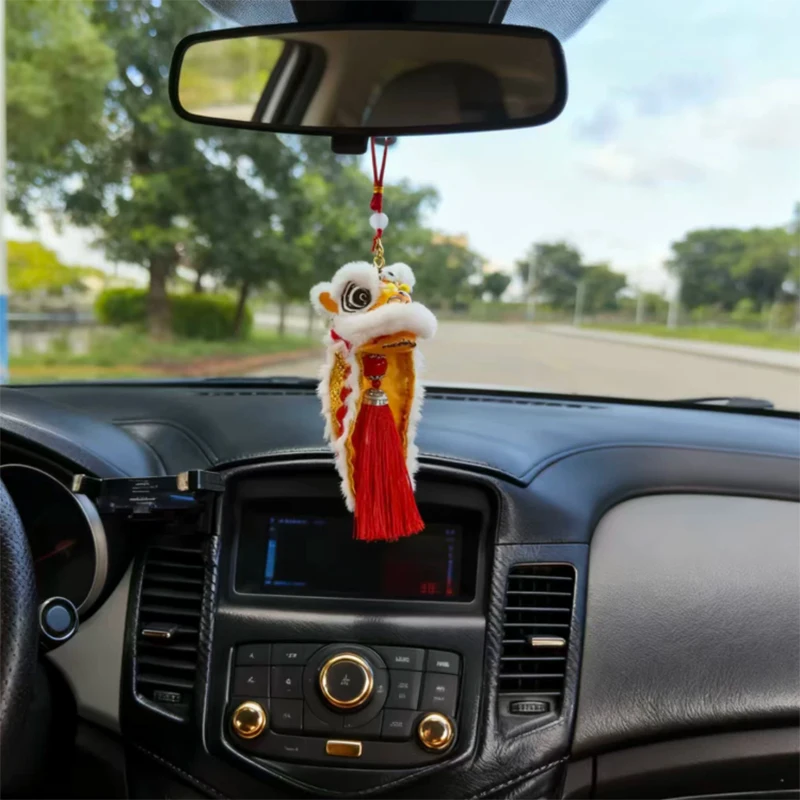 

﻿1pc Chinese Lion Head Mascot Ornament National Trend Lucky Decor for Car Console Rearview Mirror Pendant Creative Festival Gift