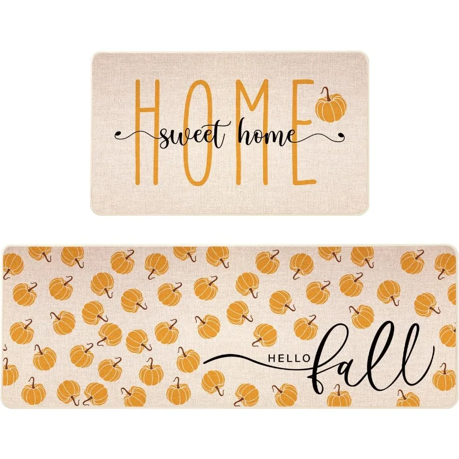 

Fall Kitchen Mats Set of 2 NonSlip Sweet Home Hello Fall Kitchen Rugs for Floor Seasonal Autumn Home Decor LowProfile 17x29 and