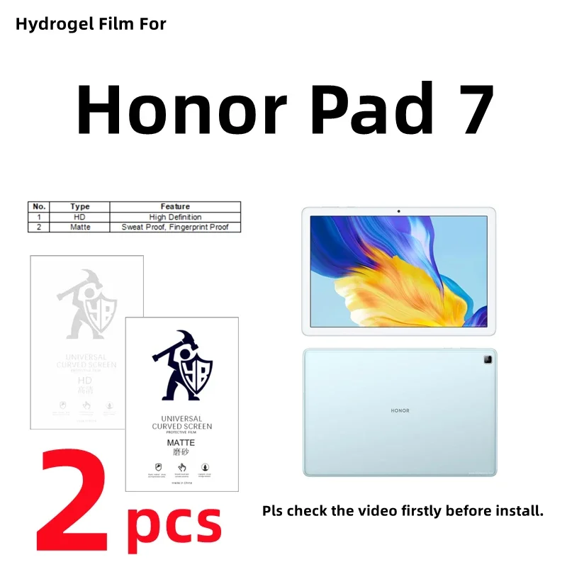 

2pcs HD Hydrogel Film For Honor Pad 7 Matte Screen Protector For Honor Pad 7 Clear/Frosted Full Cover Protective Film