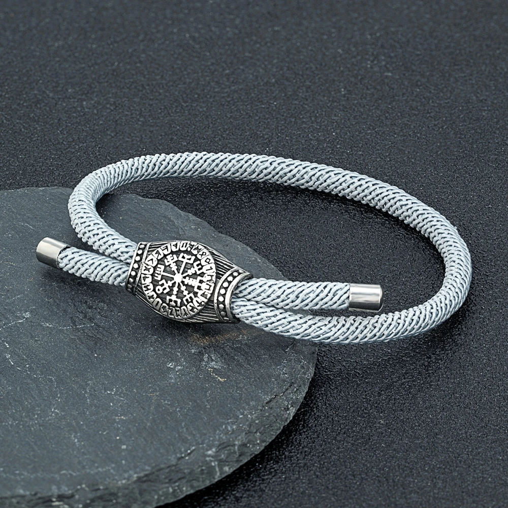 Viking Compass Bracelet for Men Women Adjustable Handmade Rope Norse Runes Vegvisir Stainless Steel Accessories Lovers Jewelry