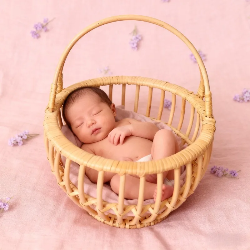 

Newborn Photography Props Brown Vine Woven Basket Baby Photo Shoot Chair Fotografie Accessories Studio Shooting Tools for Studio