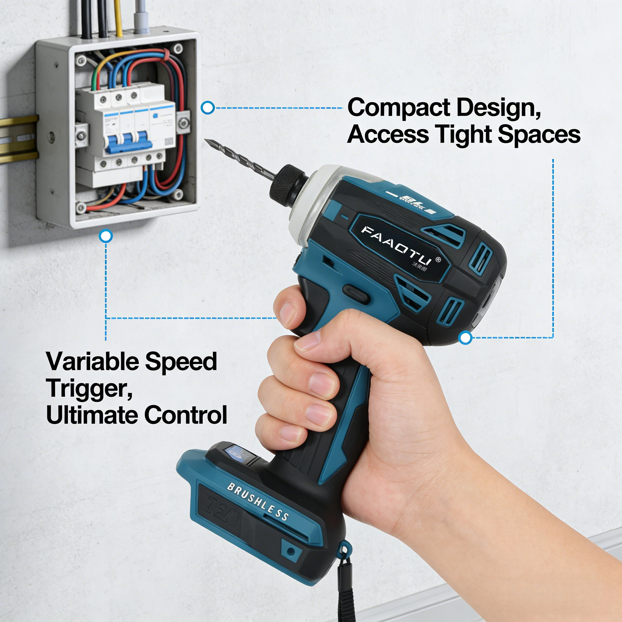 FAAOTU DTD172 Cordless Impact Driver 18V Electric Drill for Wood Bolt  Power Tools Compatible with MT batteries(NO battery）