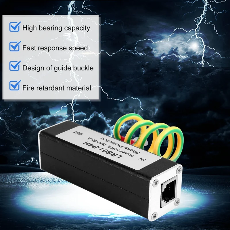 ABAC-Telephone Fax Surge Protector Thunder Arrestor RJ11 Kl01-P4H Black RJ11 ADSL