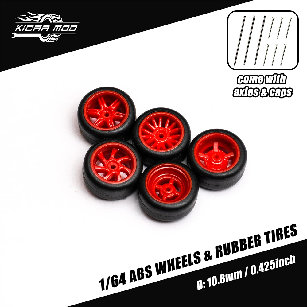 

Красные колеса модели автомобиля 1/64 с фиксированными резиновыми шинами и заклепками для ремонта литья под давлением модели, детали для горячих колес, 4 шт., 1 комплект