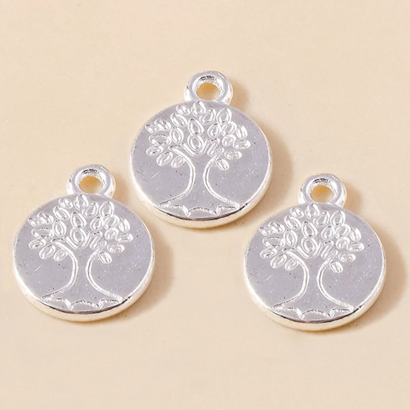 20 stücke 11*15mm Gold Silber Farbe Metall Lebensbaum Anhänger Legierung Baum Münzen Charms Armbänder Halsketten Schmuck machen Zubehör – Detail 6