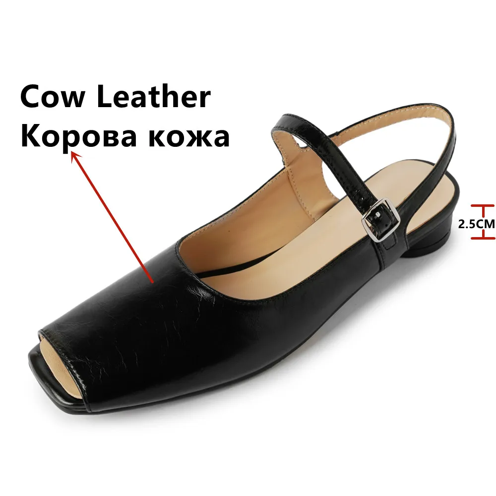 FEDONAS Spring Summer Women Pumps Low Heels Fashion Peep Toe Genuine Leather Buckle Strap Office Lady Working Shoes Woman 2024