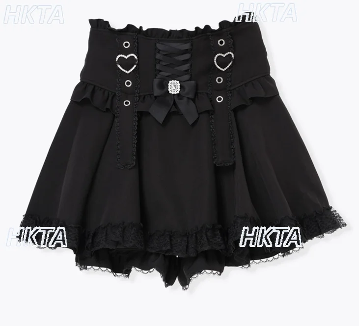 

Japanese Style Niche Design Black Midi Skirts Fashion Lolita Girl High Waist Slim Pleated Skirt College Style Student Mini Skirt
