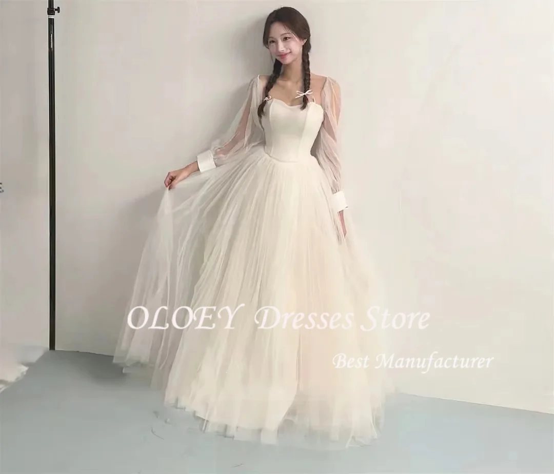 

OLOEY Princess A Line Korean Self-Wedding Dresses Photo Shoot Customized Off the Shoulder Elegant Bridal Gown Corset Back