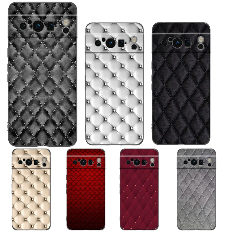 

Quilted Texture Sofa Pattern Crown Phone Case Cover for Google Pixel 8 7 6 7A 6A Pro 5G Shockproof Silicone 9 8 Pro XL 5G Shell