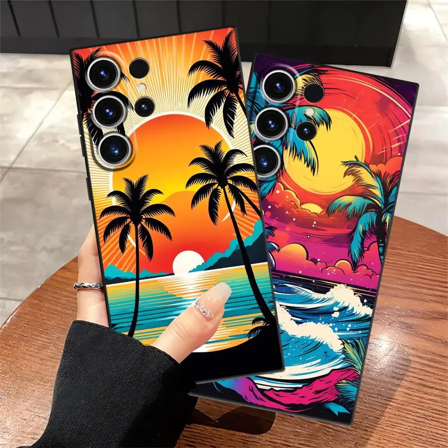 Funda Phone Cover Case for Samsung Galaxy S26 Ultra Note 20 8 9 10 S25 Plus S24 S23 S20 Ultra S10 S9 S21 FE Vacation Sunset