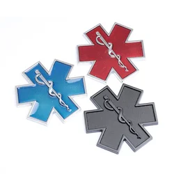 Pegatina de Metal 3D de Star of Life para coche, decoración de arañazos de Metal, logotipo de ambulancia de emergencia rojo, modificación personalizada