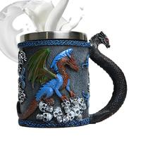 Medieval Dragon Skull Beer Mug 3D Embossed Dragon Stainless Steel Beer Mug Medieval Dragon Mug Medieval Wine Cup Tea Mug 420ml