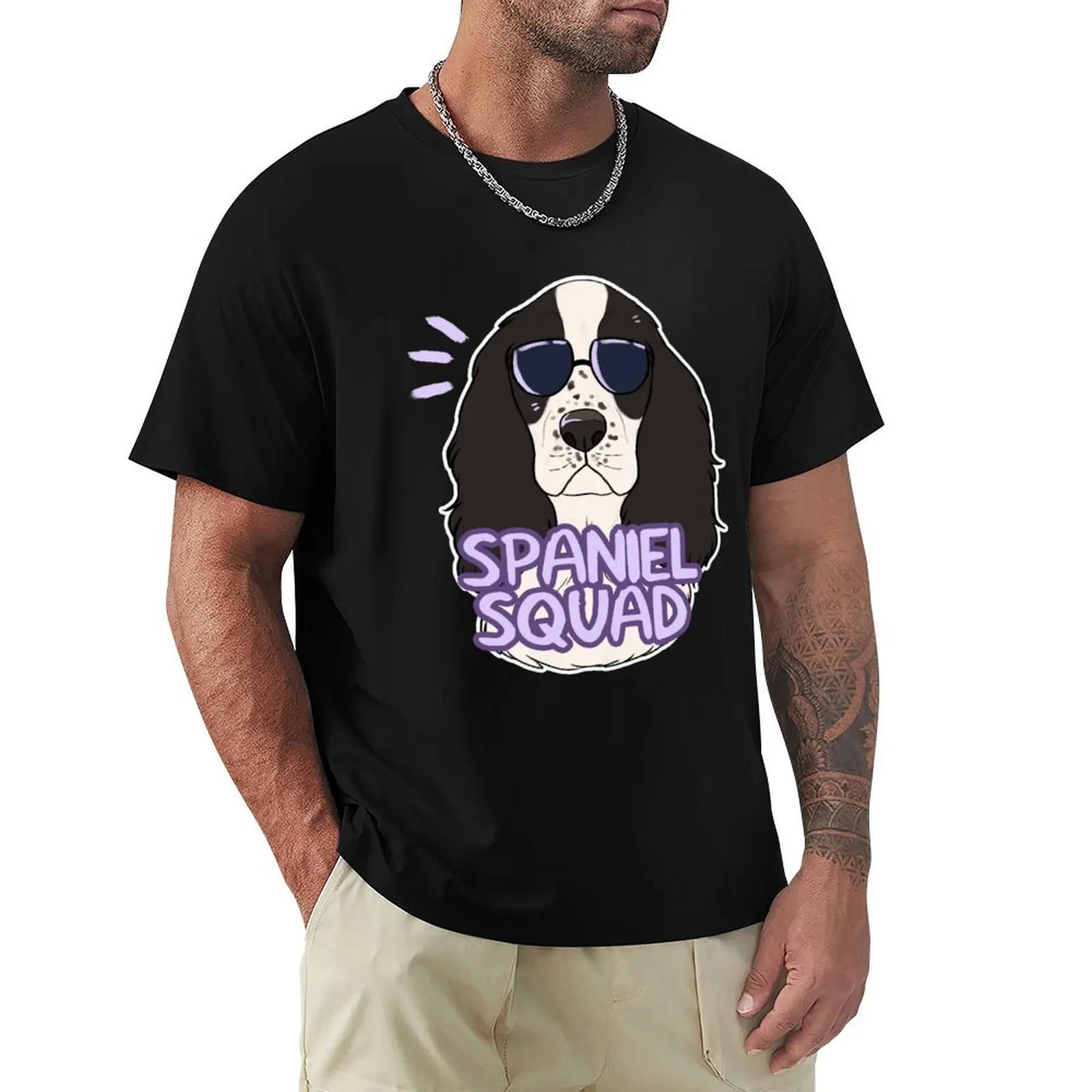SPANIEL SQUAD (black and white) T-Shirt Stain Resistant Casual Tee