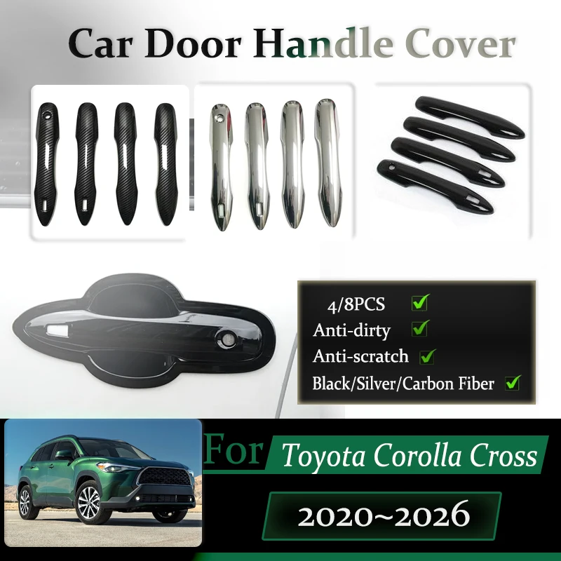 

For Toyota Corolla Cross Frontlander XG10 2020~2026 Car Door Handle Cover Anti-dirty Styling Chrome Trim Sticker Car Accessories