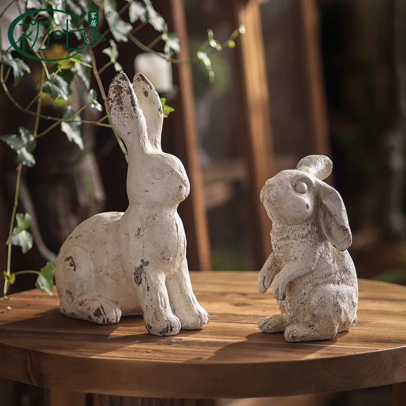 Retro and old rabbit decorative,sets of animal handicrafts, antique gifts,room furnishings,