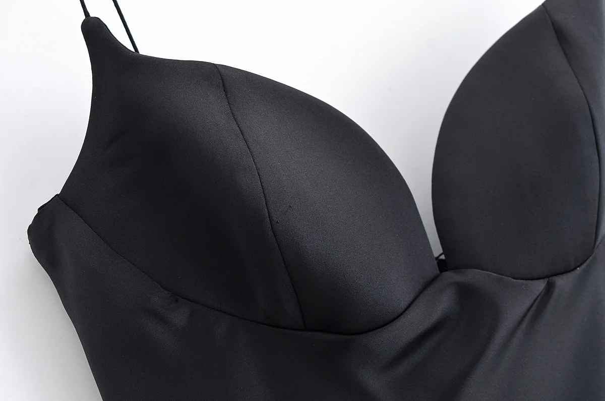  Elegant Silk Satin Long Dress 2025 Summer New Style Women's Solid Color Heart-shaped Collar Tube Top Suspender Dress