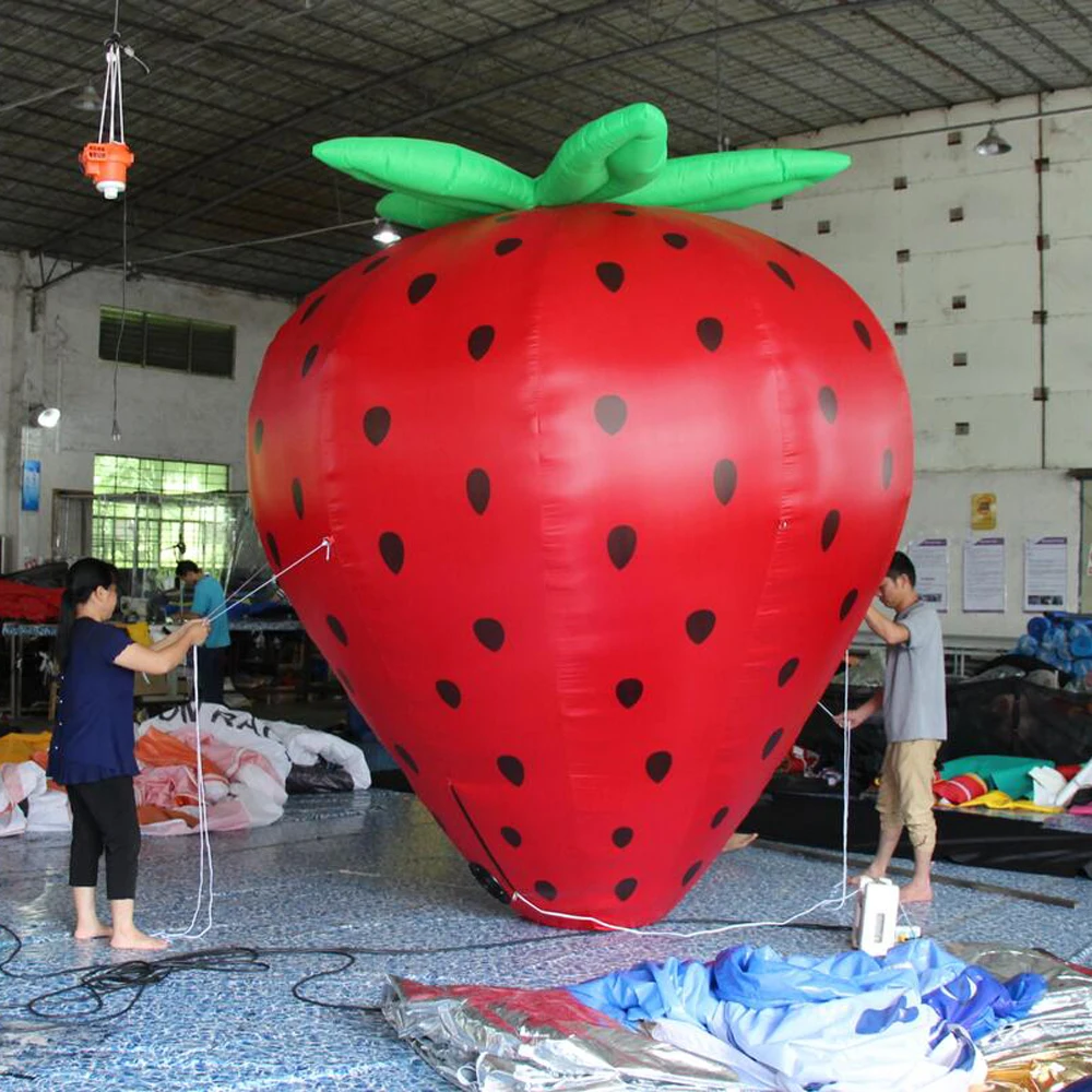 3m hoge grote opblaasbare aardbei opblaasbare fruitballon buitendecoratie gigantische aardbei cartoon voor reclame
