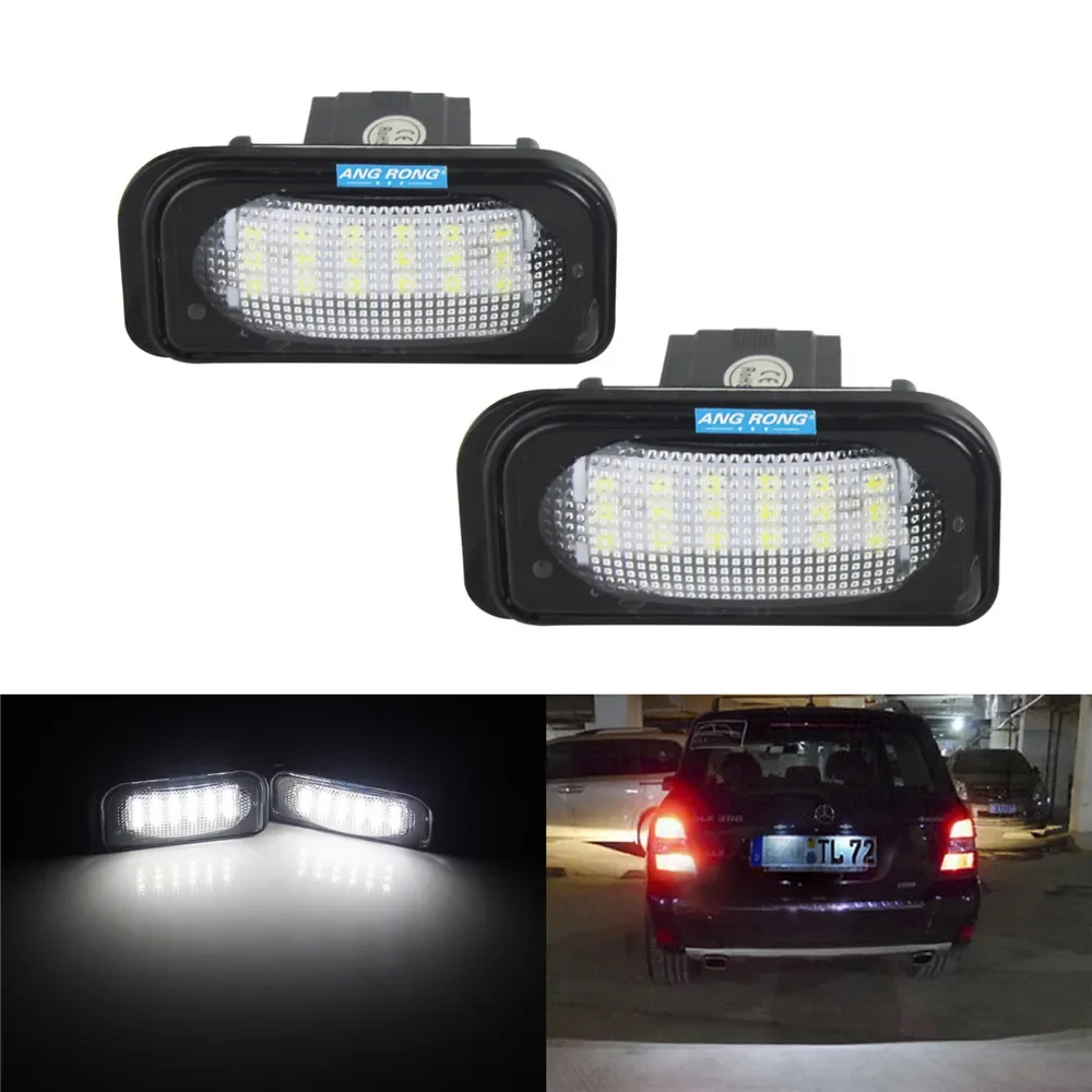 ANGRONG 18 SMD White LED License Number Plate Light Lamp 6000K For Mercedes Benz C-Class W203 4D C230 C240 C280, 2000-2007
