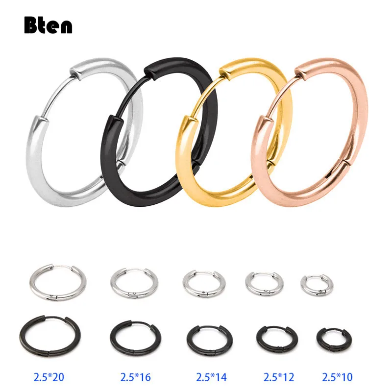 1 pair Women/Man Stainless Steel Small Hoops Earring Piercing Ear Cartilage Tragus Simple Thin Circle Anti-allergic Ear Buckle