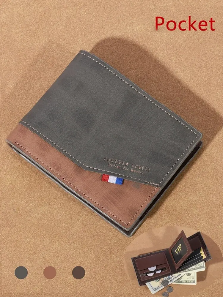 Portefeuille en cuir haute capacité pour hommes, petit portefeuille Photo multi-fentes pour pièces de monnaie, portefeuille Vintage