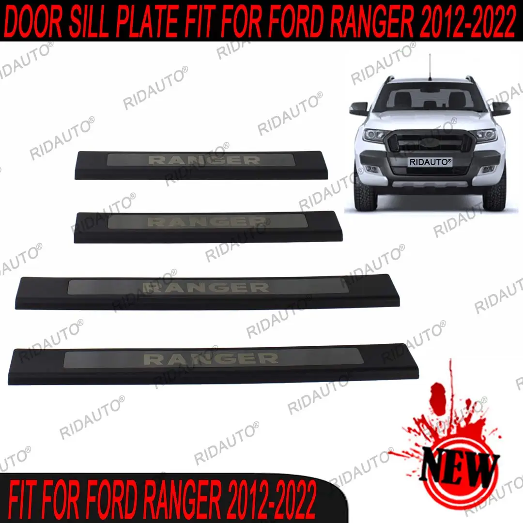 Door Sill Scuff Plate Protector Trim Pedal Sticker Accessories Car Pickup Threshold Strip For FORD RANGER 2012 2015 2018 2019