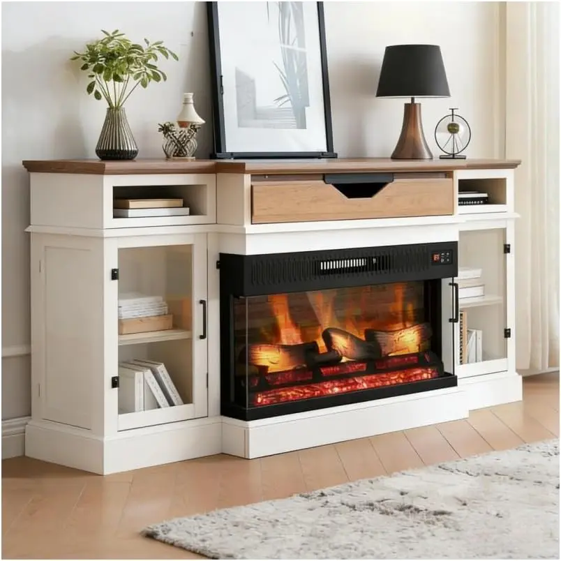 

1400W 3-Sided Glass Electric Fireplace Insert w/Remote Control, 28'' in Wall & Recessed Electric